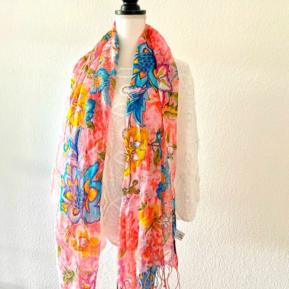 Violet Del Mar Floral Linen Scarf Wrap NWOT - Picture 4 of 10